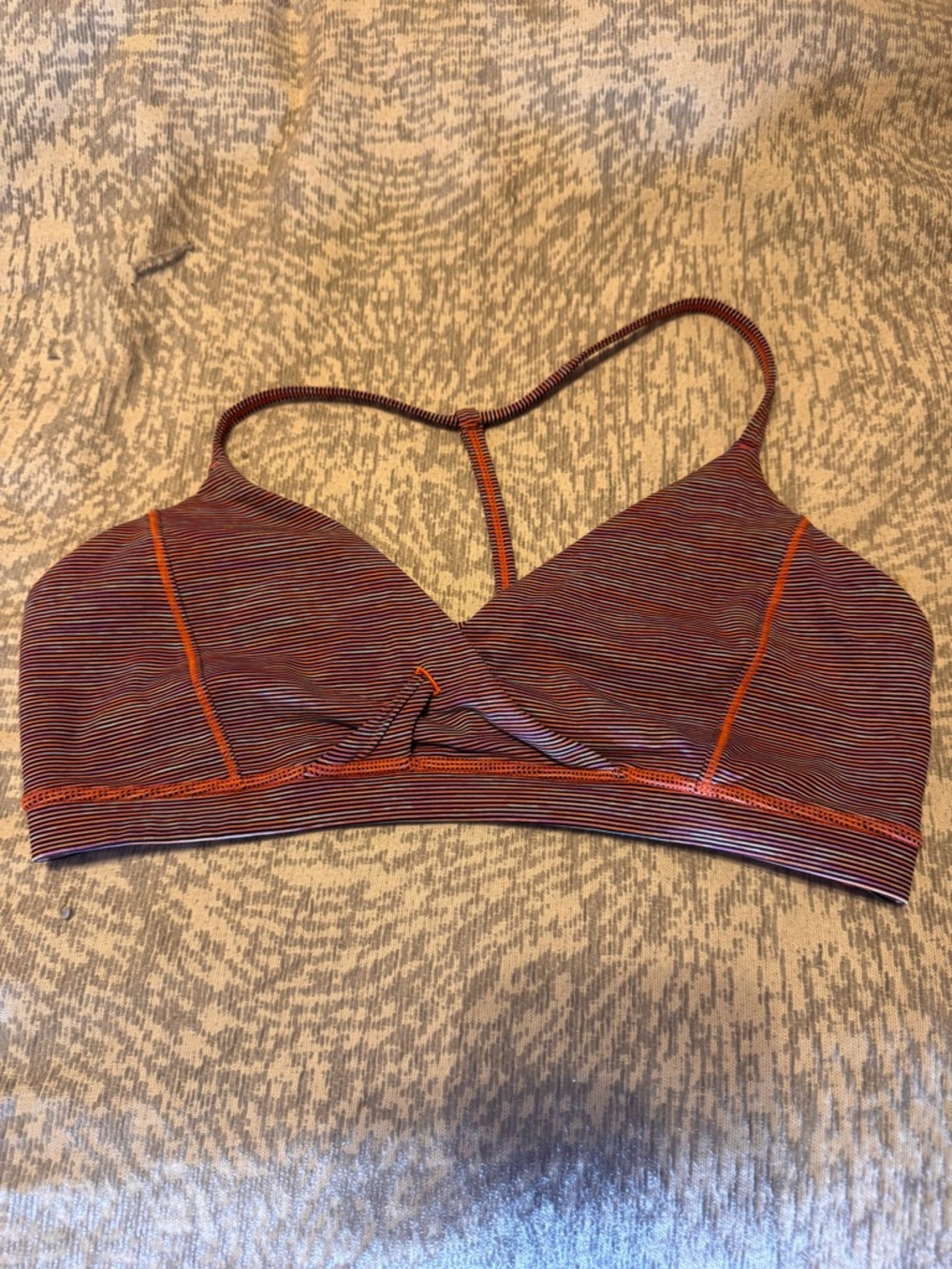 Lululemon Striped Pink & Orange Wireless T-Back Bralette